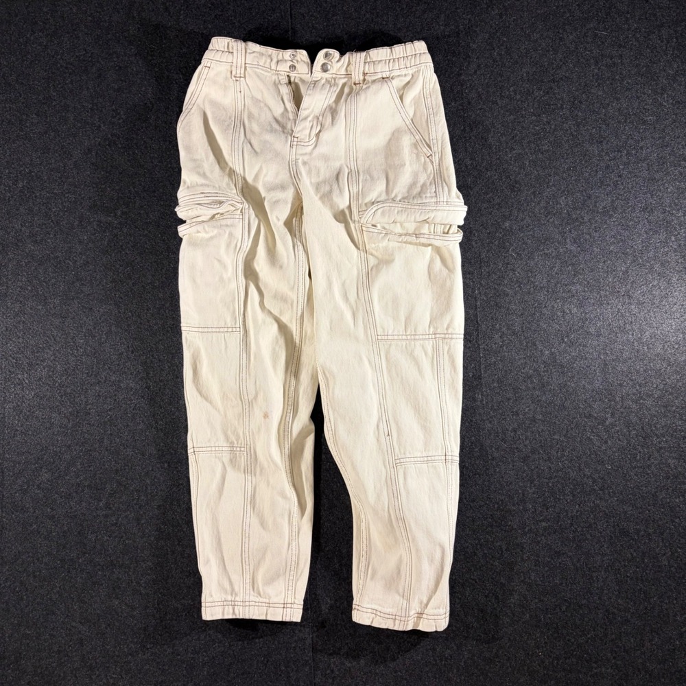 PacSun Cargo Pants Womens 28 Cream Off White Contrast Stitch Utility Carpenter